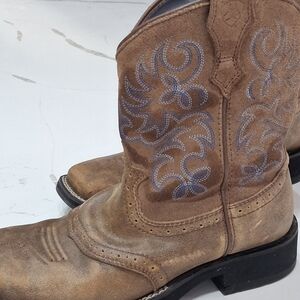 Ariat Brown Ankle Boots with Blue Stitching